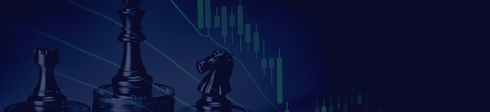 Financial market graph in blue overlay