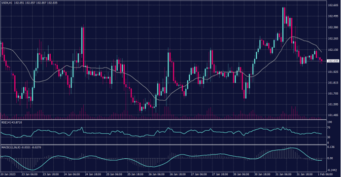 US Dollar Index chart on 1 February 2023